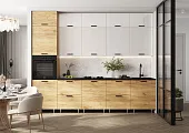 Кухня Рио NEW 3,0м (490) (Белый глянец/Дуб крафт, Дуб крафт (Кастилло темный)