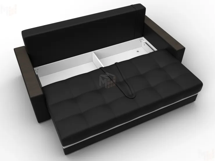 Диван прямой с декором Лига-096 НПБ ( Черный;Белый )