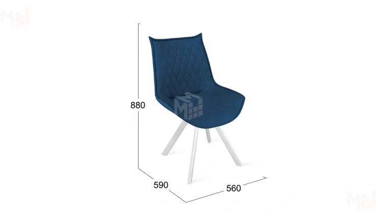 Стул Фэнди К2 Белый матовый, Велюр Confetti Blue