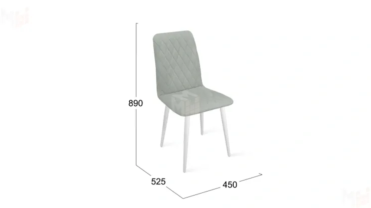 Стул Стенли К1С Белый матовый, Велюр Confetti Silver