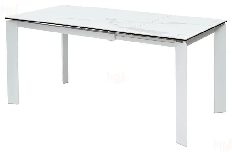 Стол CORNER 120 HIGH GLOSS STATUARIO керамика/белый каркас