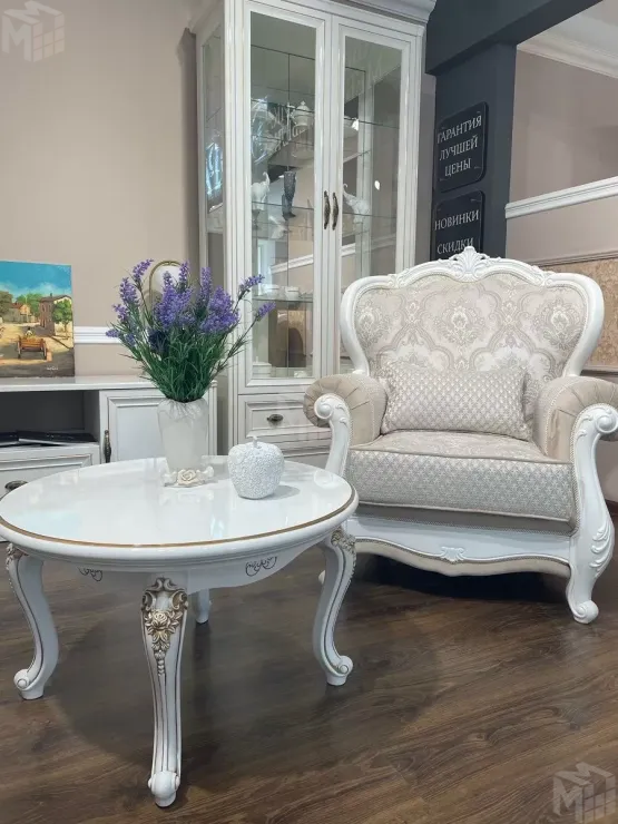 Столик круглый Натали белый глянец