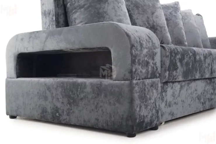 Диван угловой Марго Серый Правый Велюр