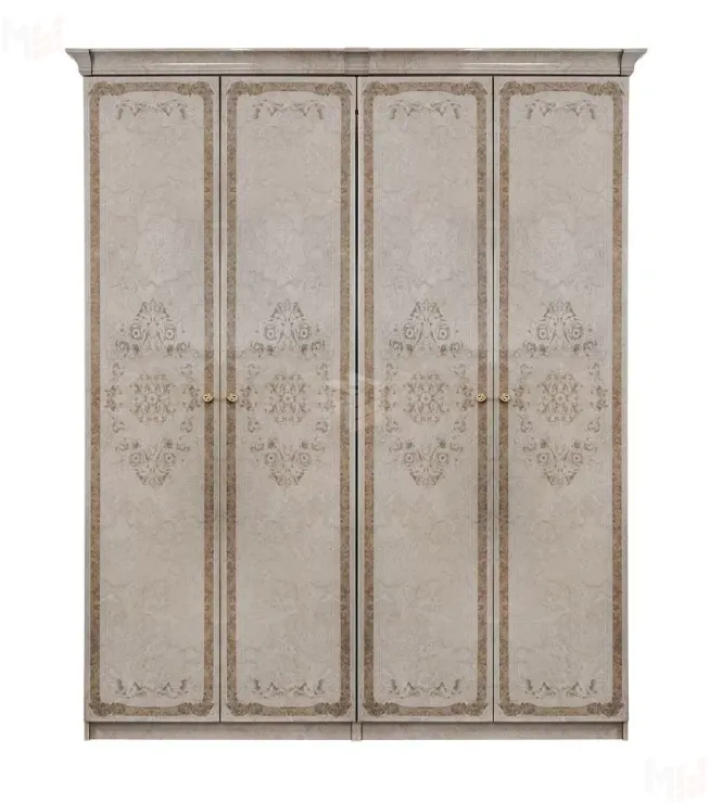 Шкаф Патрисия 4-дверный (2+2) без зеркал крем корень глянец