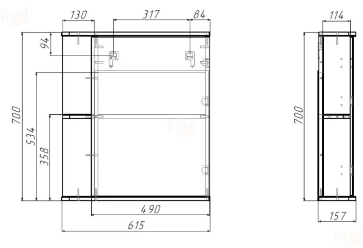 Шкаф-зеркало Норма 1-60 левый/правый Айсберг