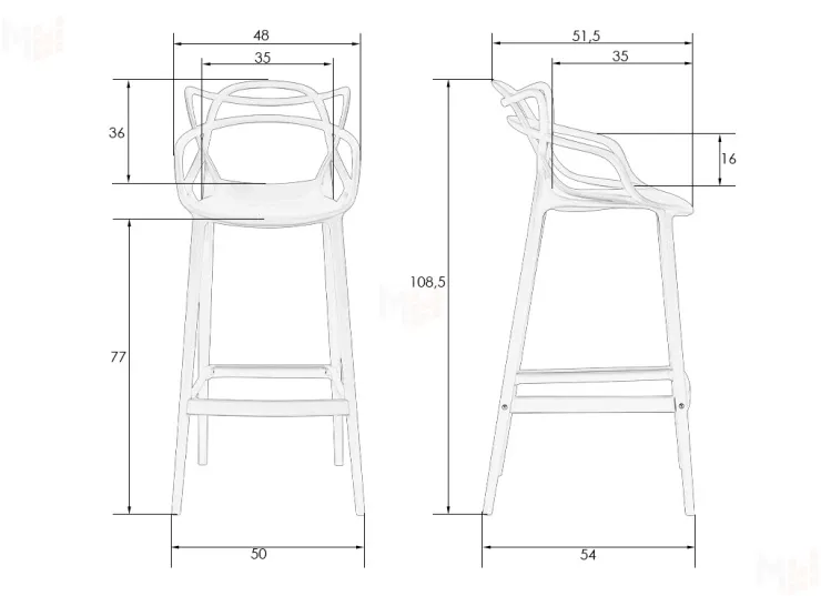 Стул барный DOBRIN MASTERS BAR (тёмно-серый (GR-04))