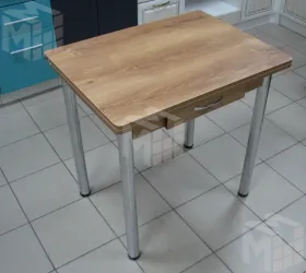 Стол прямоугольный с ящиком 900*600 (дуб  Вотан), ножки хром