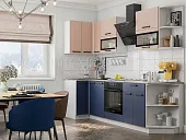 Кухня угловая Техно New 0,9*2,7 Пудра софт/Ультрамарин софт