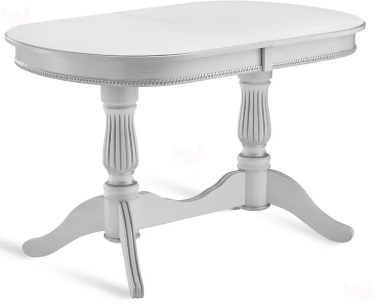 Стол деревянный раздвижной Кайнс 120 Белый с серебряной патиной