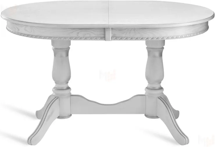 Стол деревянный раздвижной Барэнт 130 Белый с серебряной патиной