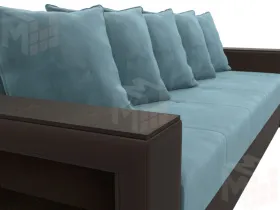 Диван прямой Дубай Лайт полки слева ( Бирюзовый\Коричневый )