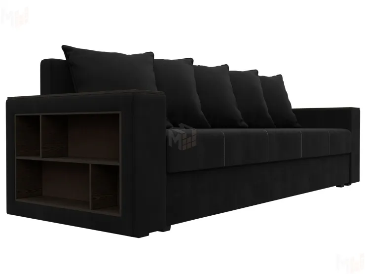 Диван прямой Дубай Лайт полки слева ( Черный )