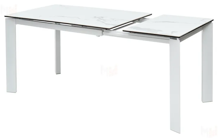 Стол CORNER 120 HIGH GLOSS STATUARIO керамика/белый каркас