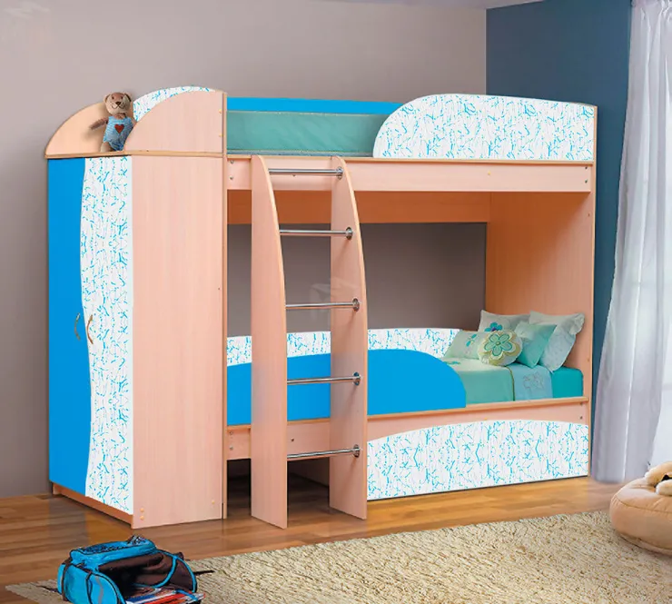 Двухъярусная кровать Омега 4А (МДФ) со шкафом