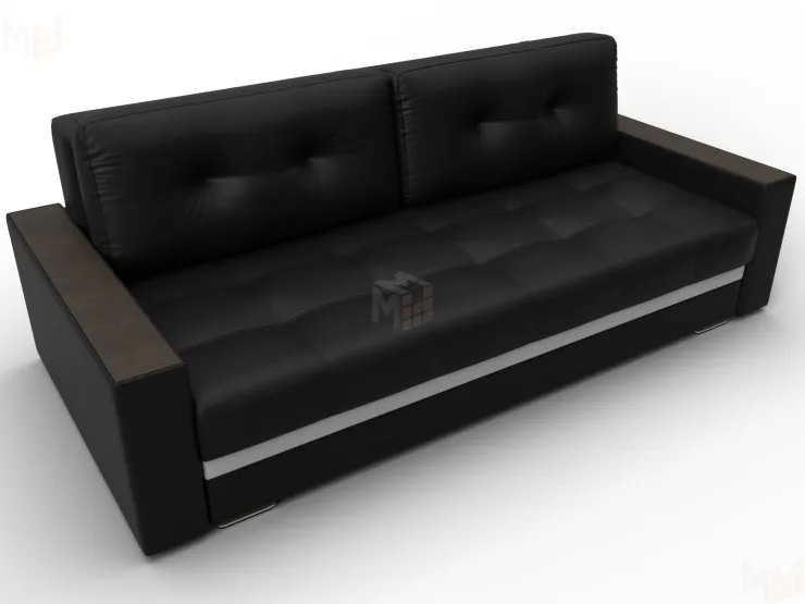 Диван прямой с декором Лига-096 НПБ ( Черный;Белый )