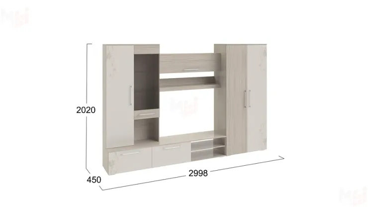 Стенка Мишель Ясень шимо, Сатин матовый
