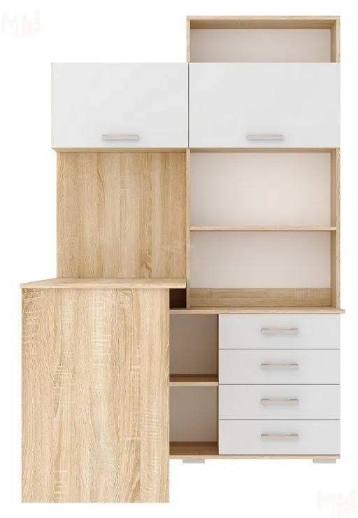 Компьютерный стол ПКС-11 Дуб Сонома - Белый глянец