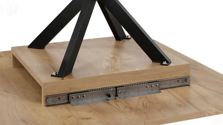 Стол обеденный раздвижной Лиссабон Тип 1 Черный муар, Дуб Крафт золотой