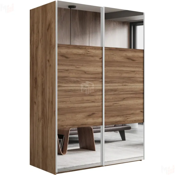 Шкаф-купе Эста 2-х дверный (4 Зеркала / 4 ЛДСП) 200 см.