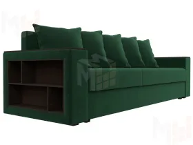 Диван прямой Дубай Лайт полки слева ( Зеленый )