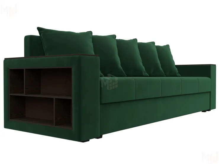 Диван прямой Дубай Лайт полки слева ( Зеленый )