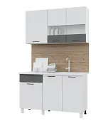 Кухня ТРЕНД 1,3 МДФ белый эмалит/холст вулкан