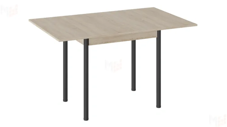 Стол  раздвижной Родос Тип 2 с опорой d40 Черный муар, Дуб Сонома