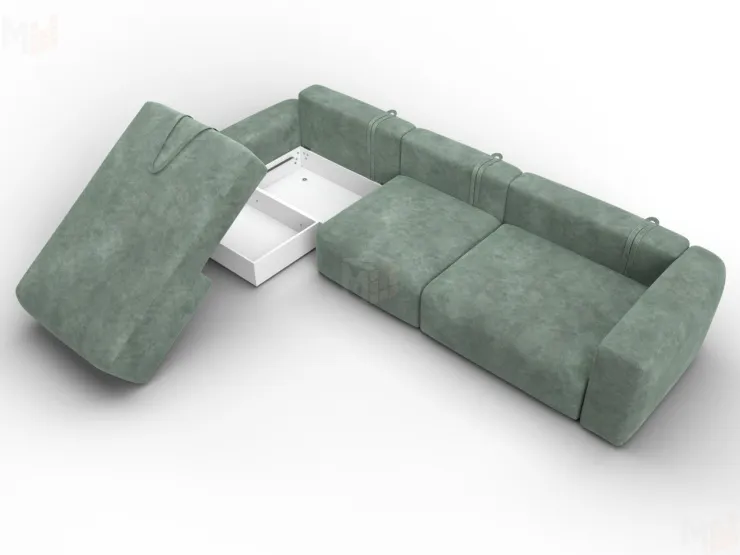 Диван угловой Лига-066 НПБ Лонг угол левый ( BRUT 08 зеленый )