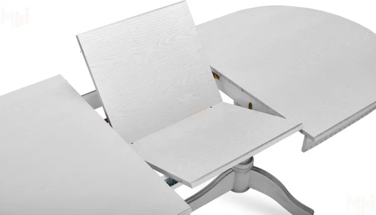 Стол деревянный раздвижной Барэнт 130 Белый с серебряной патиной