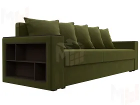Диван прямой Дубай Лайт полки слева ( Зеленый )