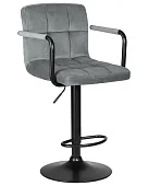 Стул барный DOBRIN KRUGER ARM BLACK (серый велюр (MJ9-75))