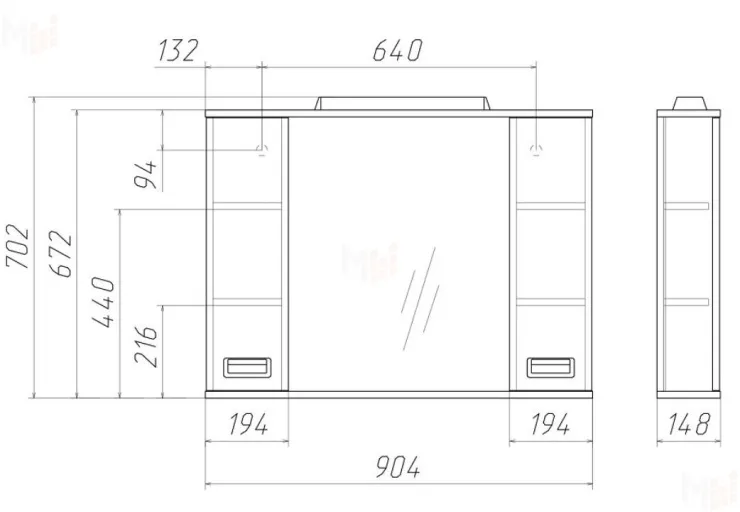 Шкаф-зеркало Cube 90 Эл. Домино 