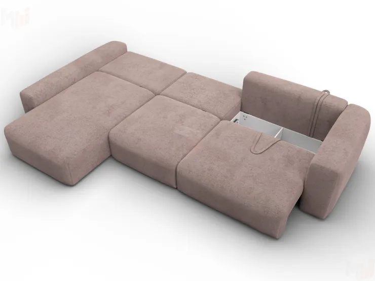 Диван угловой Лига-066 НПБ Лонг угол левый ( TOWER 05 бежевый )