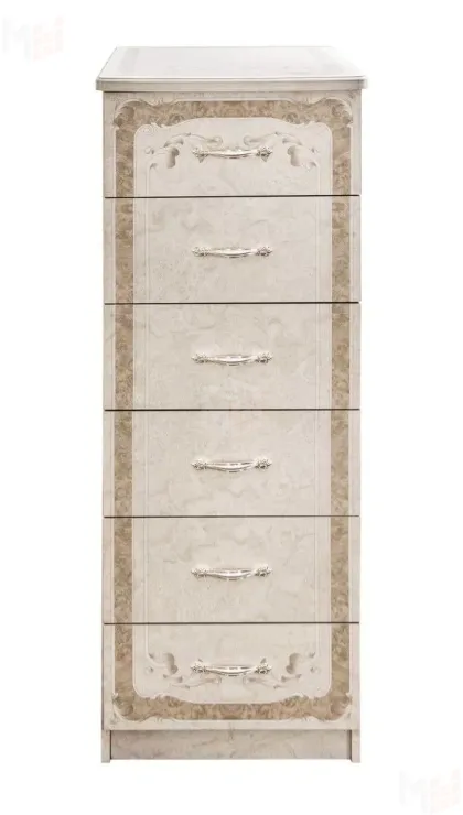 Комод Патрисия 6 ящиков крем корень глянец