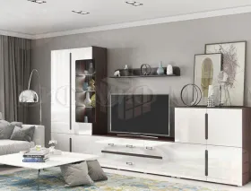 Гостиная Ким вариант №1 (венге/белый глянец)