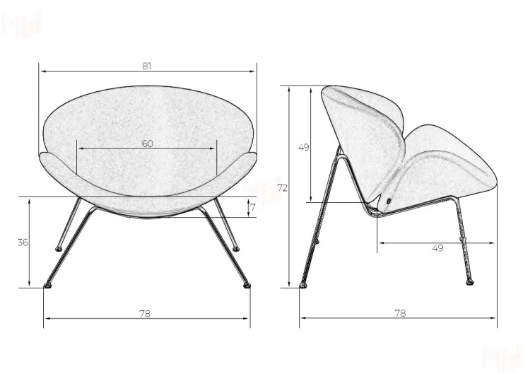 Кресло дизайнерское DOBRIN EMILY (светло-зеленая ткань AF3, хромированная сталь)