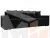Диван прямой Дубай Лайт полки слева ( Черный\Черный )