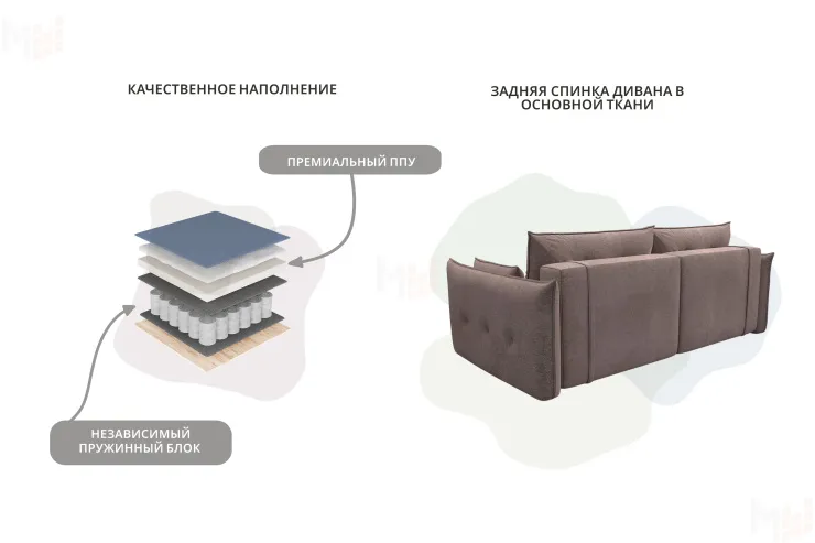 Диван прямой Лига-100 НПБ ( TOWER 05 бежевый )