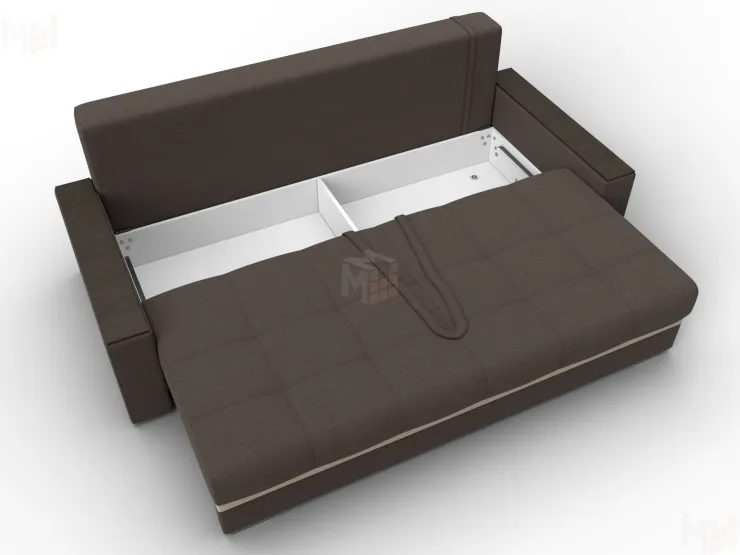 Диван прямой с декором Лига-096 НПБ ( Амур 05 коричневый/бежевый )