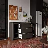 2.02.03.390.5 СИРИУС тумба 2 двери со стеклом 78х123 Дуб Венге RU