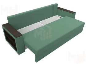 Диван прямой Дубай Лайт полки слева ( Зеленый )