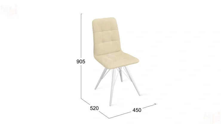 Стул Аспен К3 Белый матовый, Велюр Confetti Cream