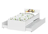 Кровать одинарная с выкатными ящиками  (0,9 x 2,0)  Токио Белый текстурный