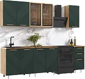 Кухня Ирис 2,0м (490) Компановка №2 (Браш Мени Грин, Дуб Крафт (Дуб вотан))