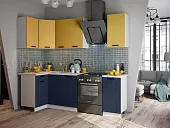 Кухня угловая Техно New 1,1*1,8 Горчица софт/Ультрамарин софт Кухня угловая Техно New 1,1*1,8 Горчица софт/Ультрамарин софт