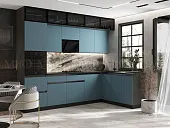 Кухонный гарнитур Техно-6 угловой 3,0*1,8 м (браш блю) Кухонный гарнитур Техно-6 угловой 3,0*1,8 м (браш блю)