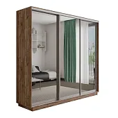 Шкаф-купе Оптим 3-х дверный  1 секция (Зеркало) 240 см. 1 штанга, 11 полок