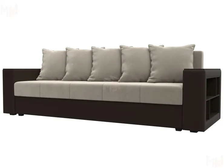 Диван прямой Дубай Лайт полки справа ( Бежевый\Коричневый )