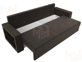 Диван прямой Дубай Лайт полки слева ( Коричневый )