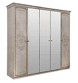 Шкаф Патрисия 5-дверный (2+1+2) с зеркалом крем корень глянец